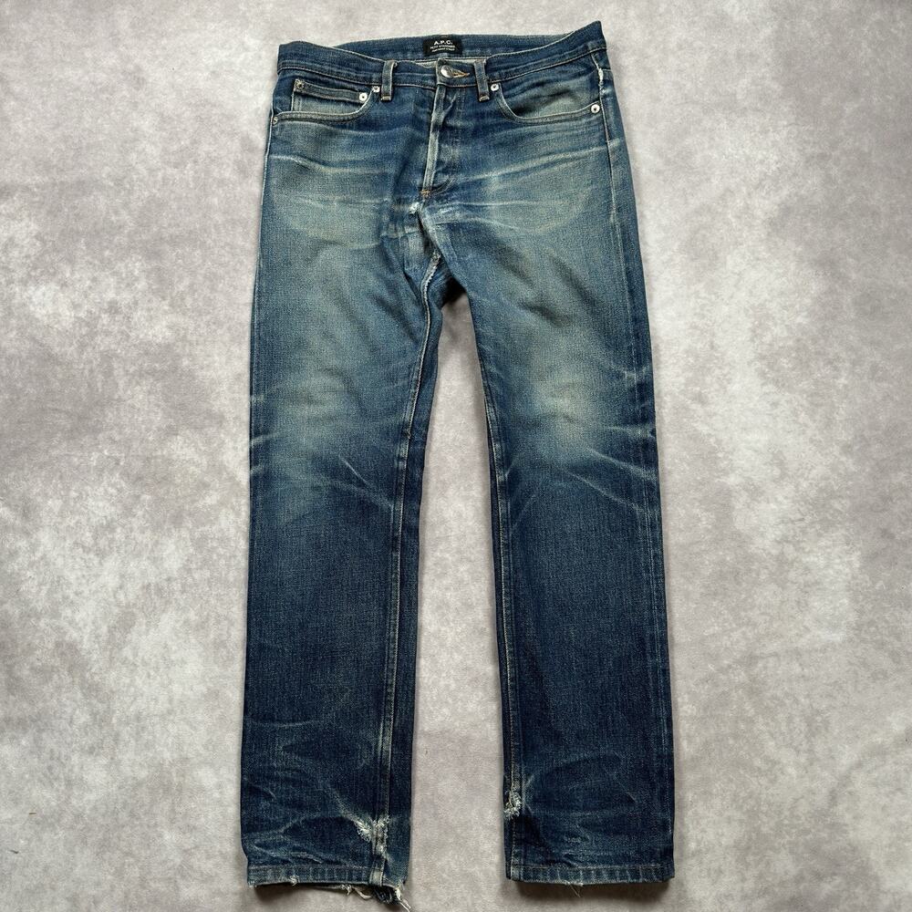 APC Petit Standard Selvedge Raw Denim Jeans 29x28 Low Rise Slim Faded Button Fly
